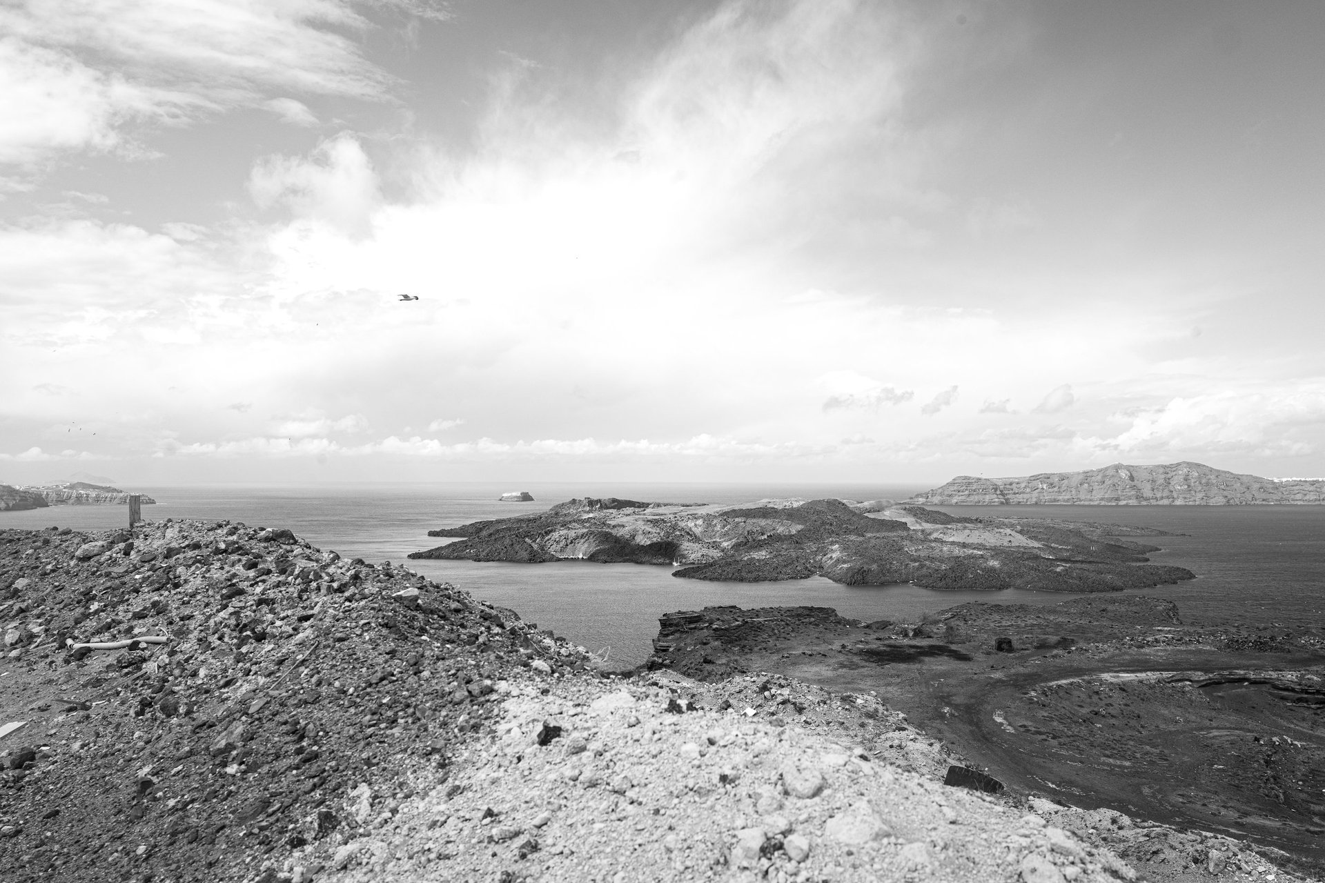 A vineyard on the rim of the Santorini caldera - conquest of volcanic terrain
