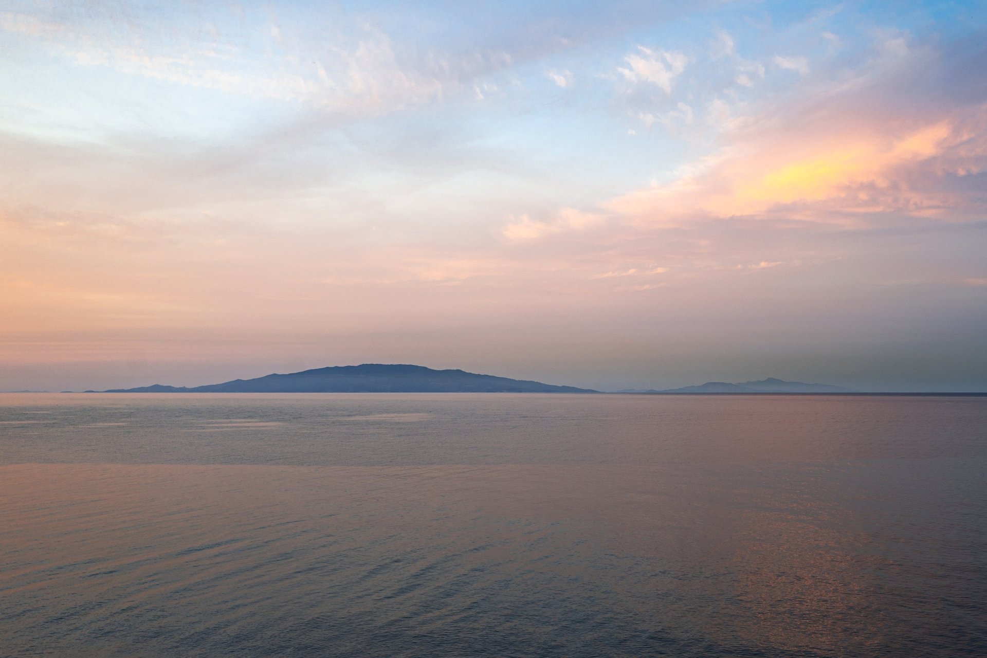 Aerial view of the Kolumbo reef area off the coast of Santorini